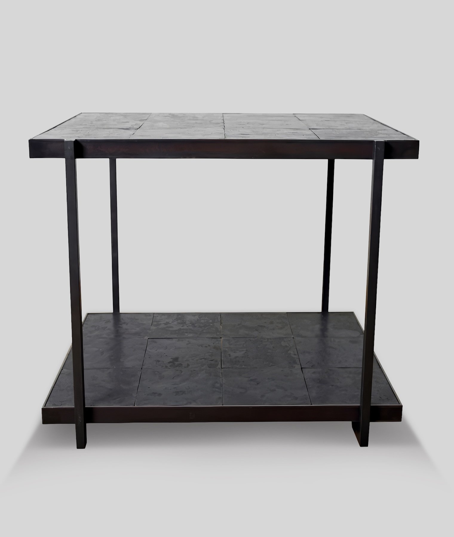 Hammered Steel Side Table | 2 Tiered