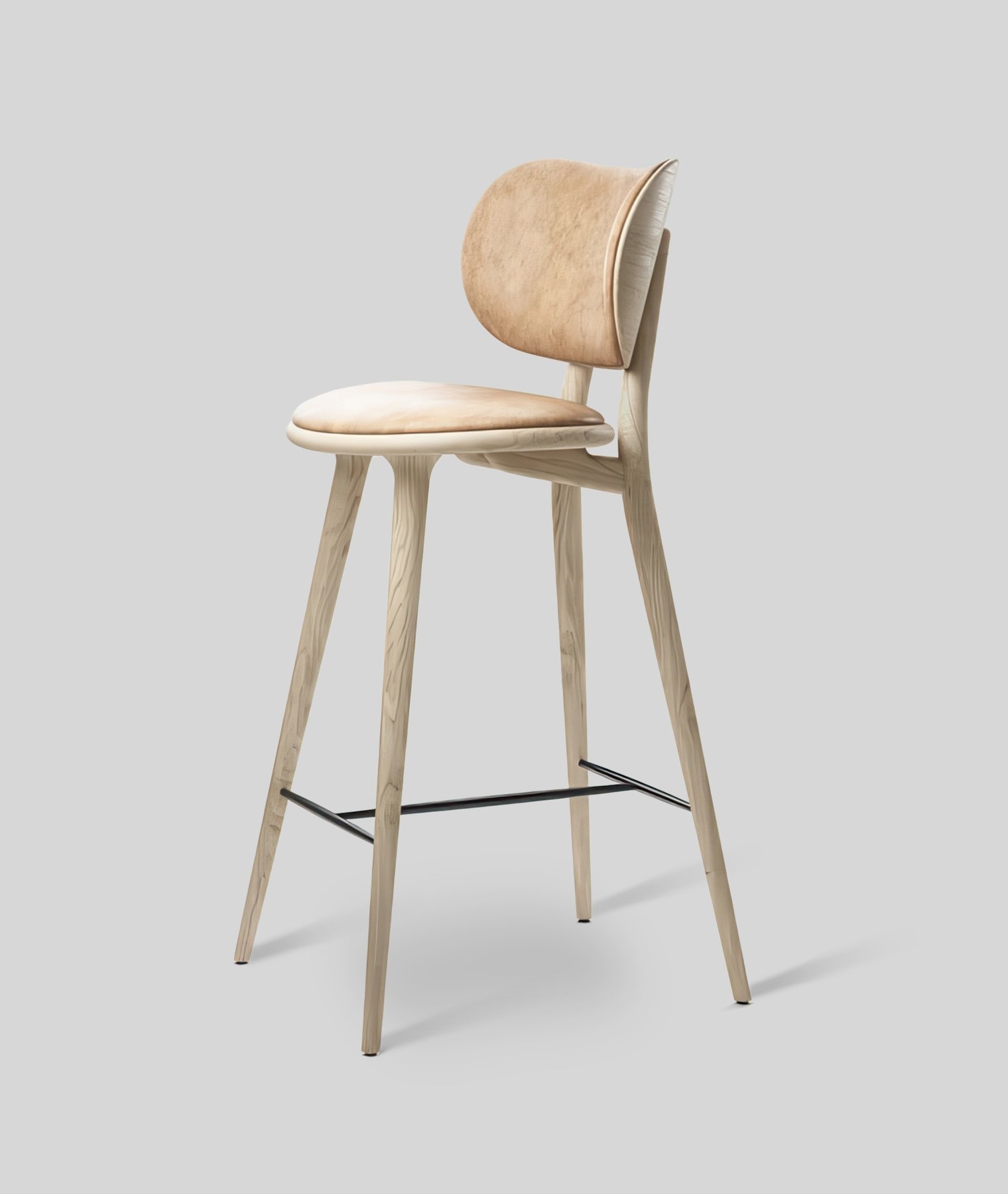 Mater Stool with Backrest | Soap Oak