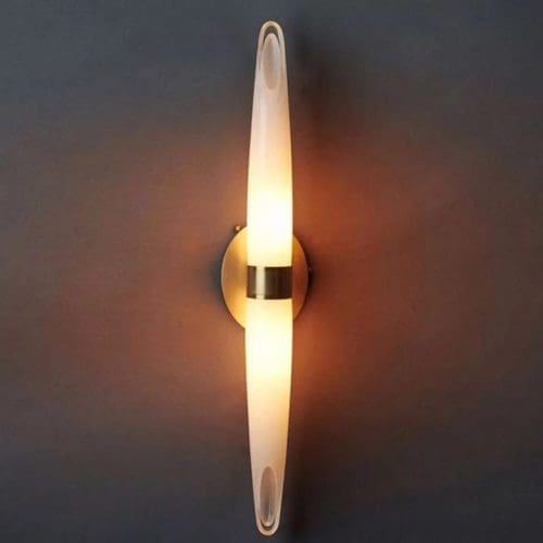 Joseph Pagano Astral Wall Sconce bronze drop rod white black copper mouth blown glass | ROOM Online