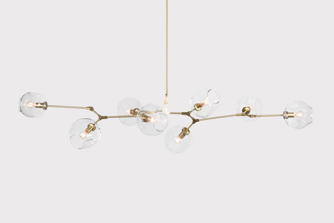 Lindsey Adelman Branching Bubble BB.08.03 Chandelier Brushed Brass with Clear Glass