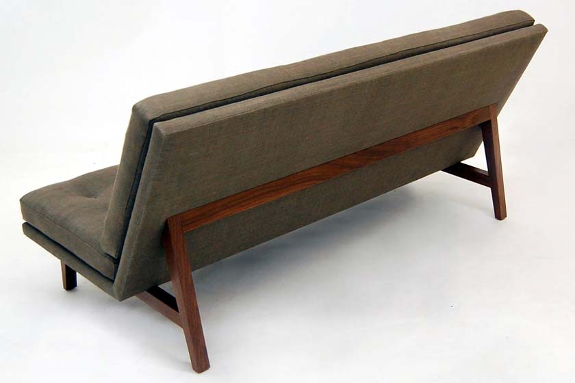 ROOM Ella Sofa Beige Fabric Solid Walnut Exposed Frame Made to Order Customizable ROOM Furniture