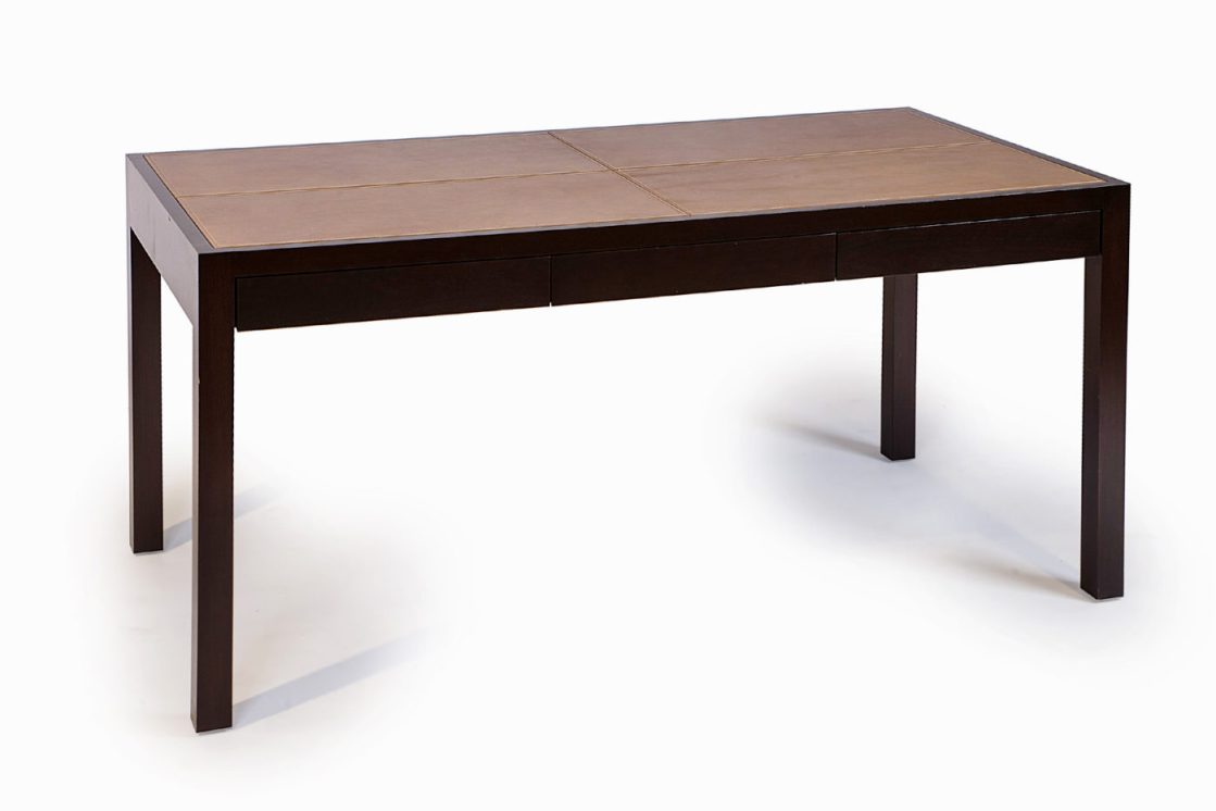 ROOM Tactic Desk in Natural Walnut finish dark base fully customizable custom | ROOM furniture made to order
