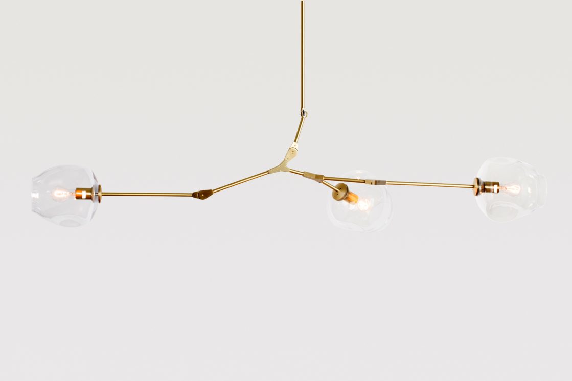 Lindsey Adelman Branching Bubble BB.03.14 Chandelier Brushed Brass with Clear Glass