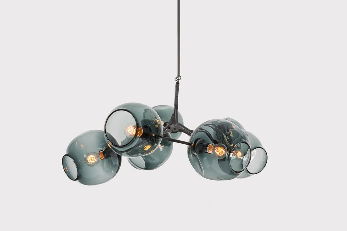 Lindsey Adelman Branching Bubble BB.07.45 Chandelier Oil Rubbed Bronze with Grey Glass