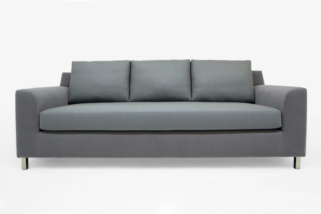ROOM Claude Sofa Kiln-Dried Hardwood Frame Rounded Arms and Metal Legs Made to Order Customizable ROOM Furniture