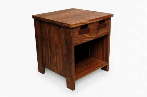 ROOM Feeney Side Table Hand Oiled Natural Walnut Solid Top, Legs, Drawer Faces, Veneer Side Panels, Bottom, and Back Configurable Customizable Hand Made ROOM Furniture