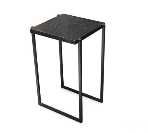 ROOM Hammered Steel Side Table Small Hammered Steel with Clear, Oiled Finish Made To Order Customizable Room Furniture