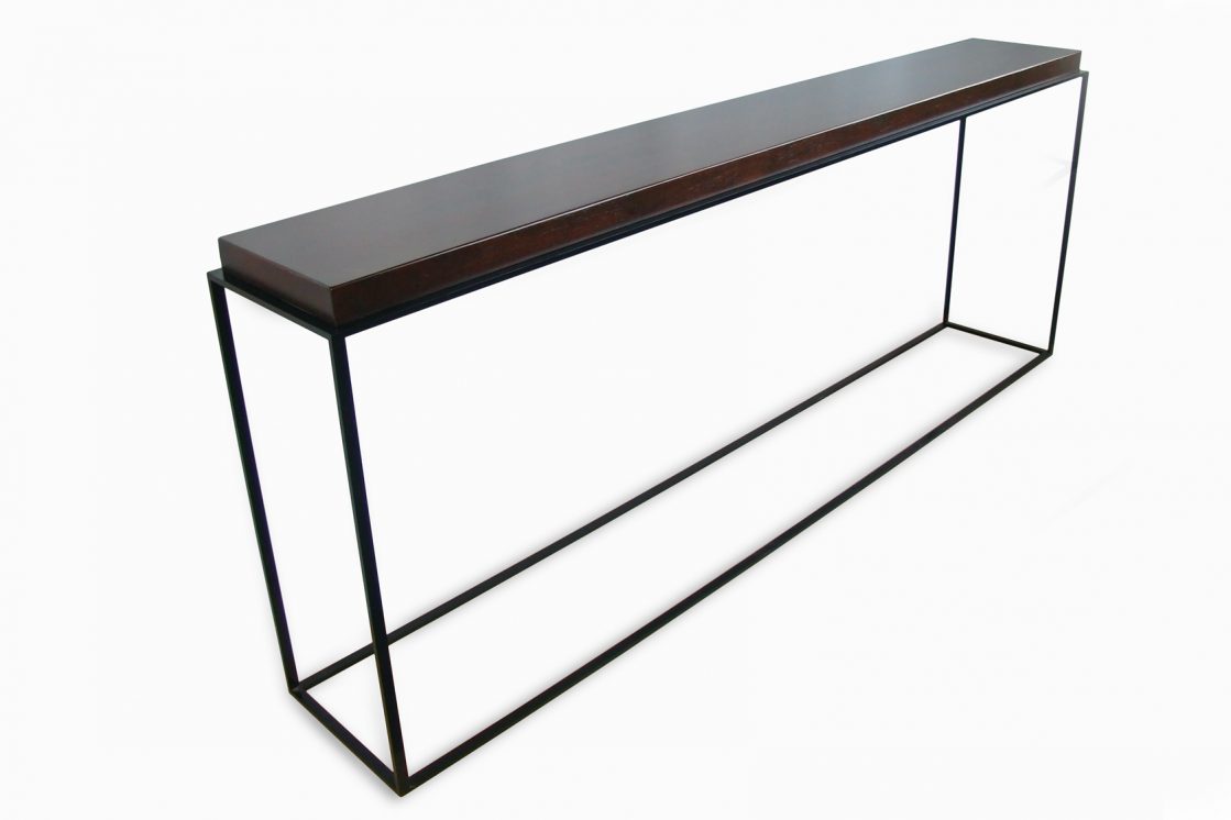 ROOM Houston Console with blackened steel base and Walnut top customizable made to order custom ROOM Furniture