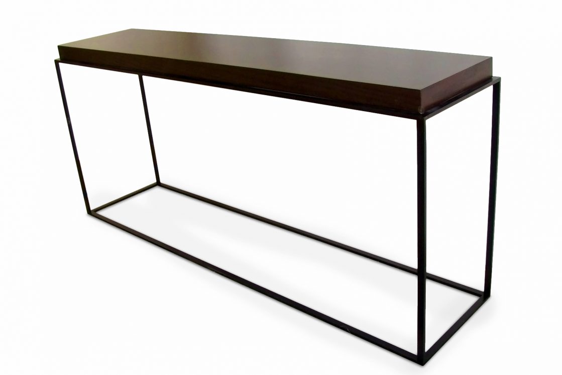 ROOM Houston Console with blackened steel base and Walnut top customizable made to order custom ROOM Furniture