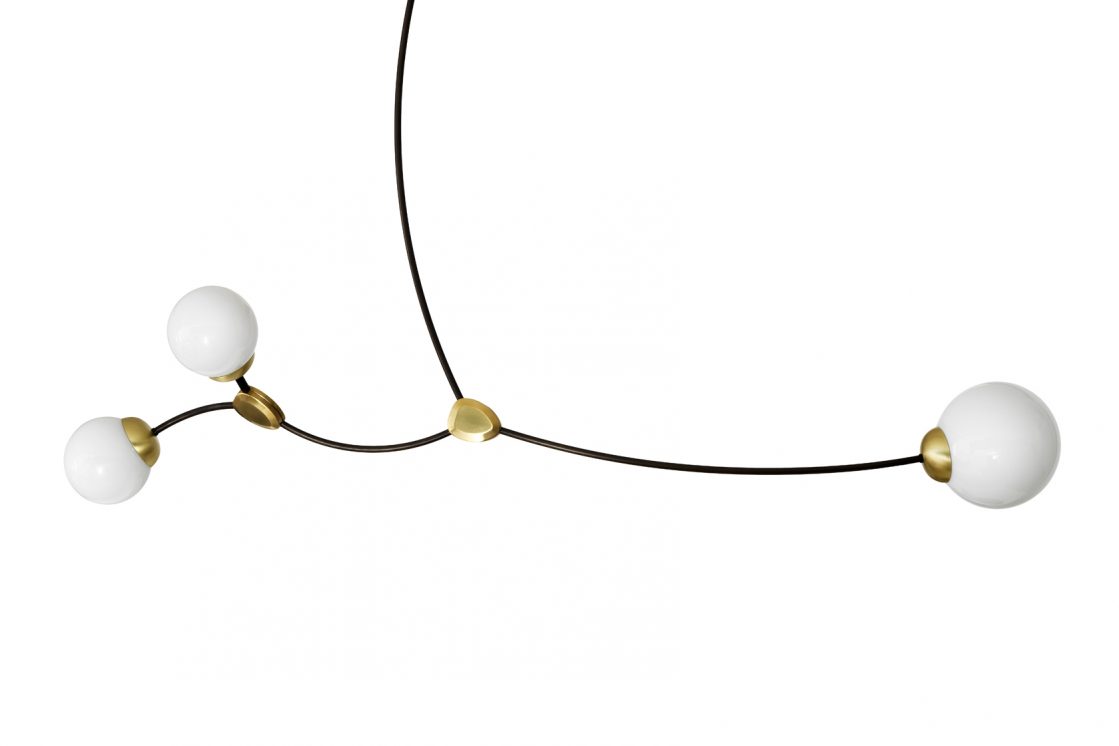 CTO Lighting Ivy 3 Bronze with Satin Brass Details and Opal Glass Shades