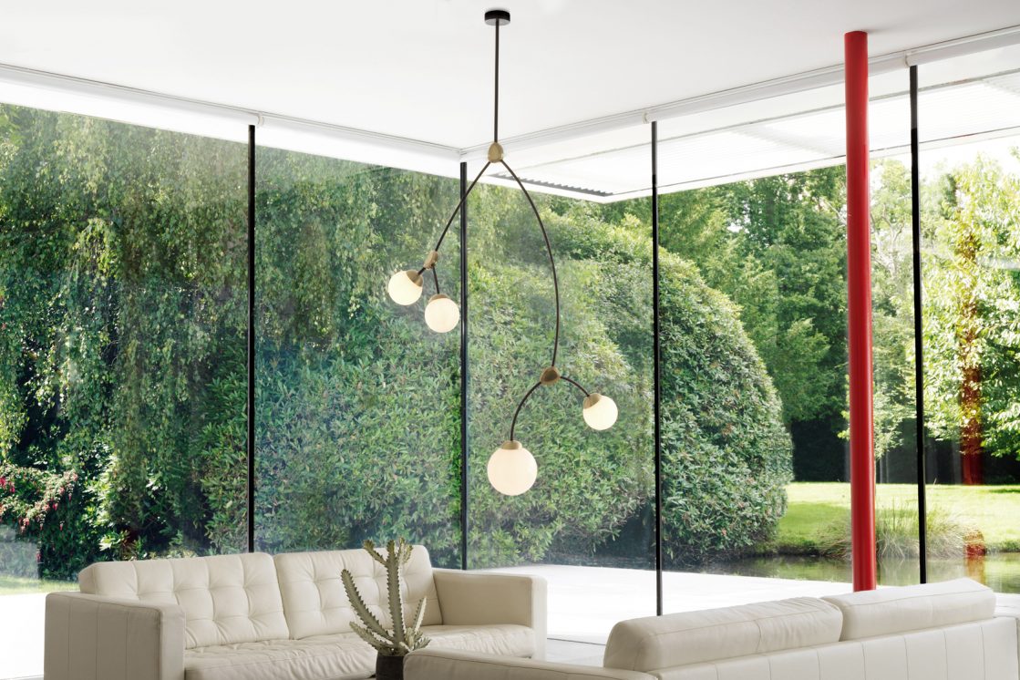 CTO Lighting Ivy 4 Bronze with Satin Brass Details and Opal Glass Shades