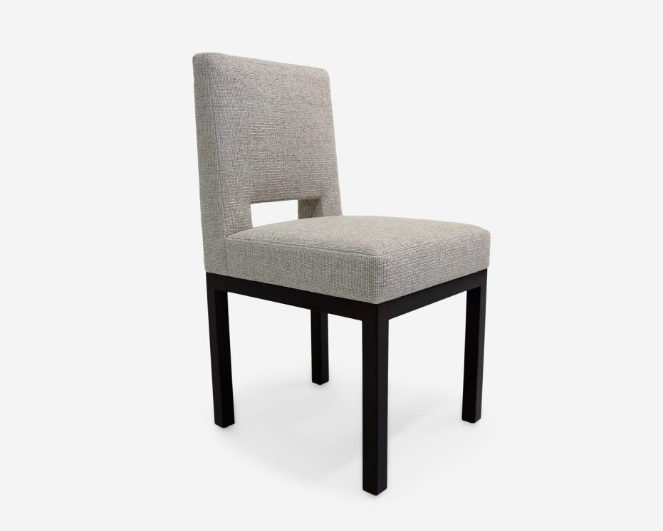ROOM Jessup Dining Chair Kiln-Dried Hardwood Frame Exposed Ebony Maple Base Gray Fabric Flat Seam