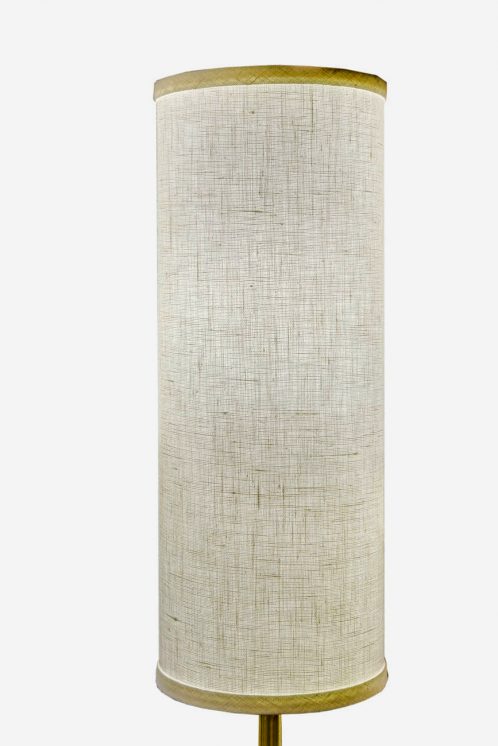 Michael Robbins Pencil Floor Lamp Bleached Sycamore Base Satin Brass Stem White Linen Shade Room Furniture
