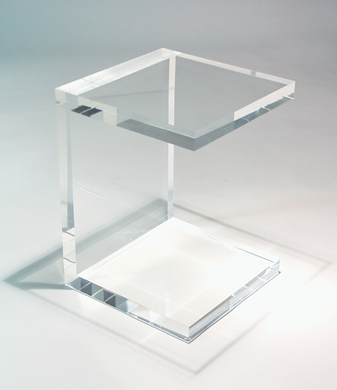 ROOM S1 Lucite Side Table with polished, clear Lucite handcrafted customizable made to order custom ROOM Furniture