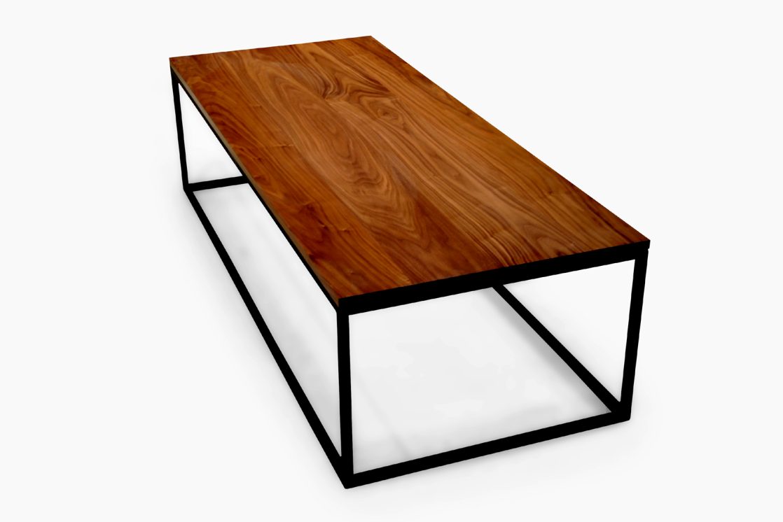 Square Root Coffee Table Wood Top American black walnut modern minimalist oiled finish blackened steel base customizable | room furniture