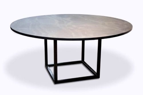 Square Root Dining Table Pietra Cardoza Pietra Cardosa Grey Stone Top Blackened Steel Base | ROOM Furniture