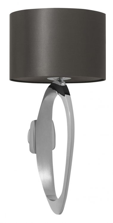CTO Lighting Stella Table Lamp Satin and Polished Nickel Base and Grey Silk Shade Room Furniture