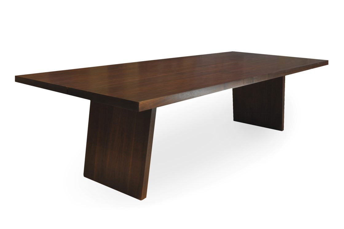 ROOM Trapeze Dining Table (Wood Base) in American black walnut customizable made to order custom ROOM Furniture