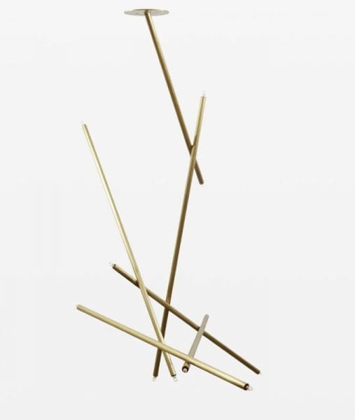 Cam Crockford 6 Six Stick Chandelier blackened brass stainless steel antique brass burnished brass brushed brass bronze Rods Pick Up Collection | ROOM Furniture