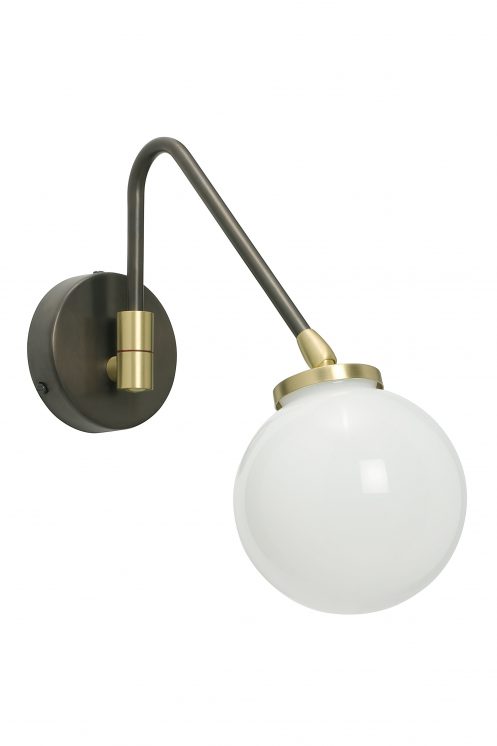 CTO Lighting Array Opal Wall Sconce Bronze with Satin Brass Opal Glass Shade Room Furniture