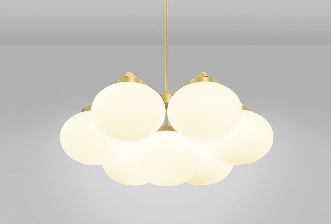CTO Lighting Cloudesley Medium Pendant Dark Bronze Satin Brass Opal Glass Shade Shades | ROOM Furniture
