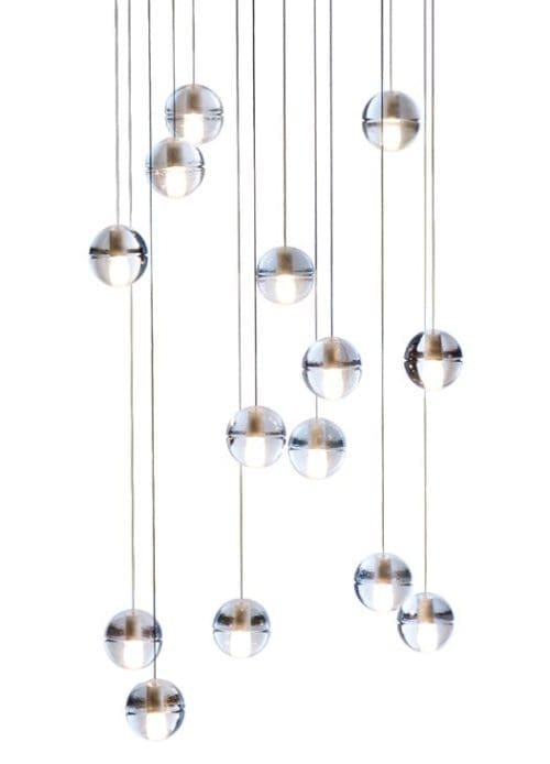 Bocci 14.14 Series 14 globes Low Voltage Lamp Blown Borosilicate Glass Braided Metal Coaxial Cable White Powder Coated Canopy | ROOM Furniture