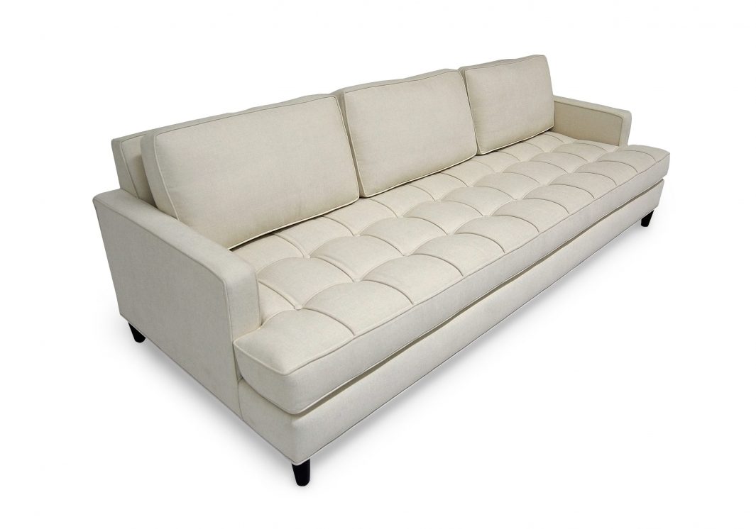 ROOM Cobb Sofa Cream Fabric Piped Seam and Button-Tufted Seat Cushion Kiln-Dried Hardwood Frame Made to Order Customizable ROOM Furniture