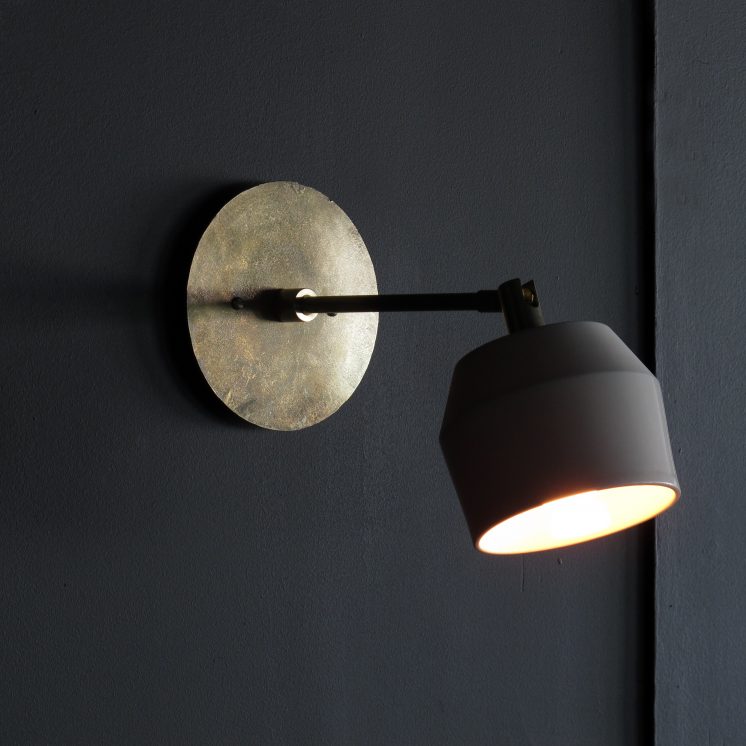 Materia Designs Forchette Torch Sconce Andrew Molleur shades porcelain hand-blown glass brass arms aged brass aged silver blackened brass un-lacquered brass | ROOM Furniture
