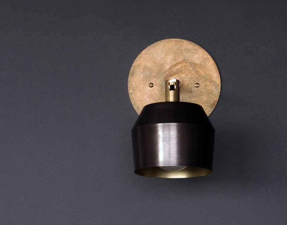 Materia Designs Forchette Torch Sconce Andrew Molleur shades porcelain hand-blown glass brass arms aged brass aged silver blackened brass un-lacquered brass | ROOM Furniture