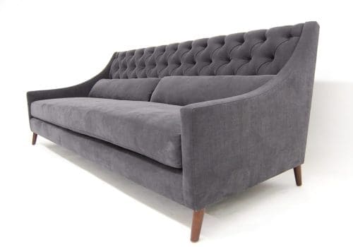 ROOM Gitane Sofa, Kiln-dried hardwood frame Gray cushions and upholstery flat seam handcrafted fully customizable made to order custom ROOM Furniture