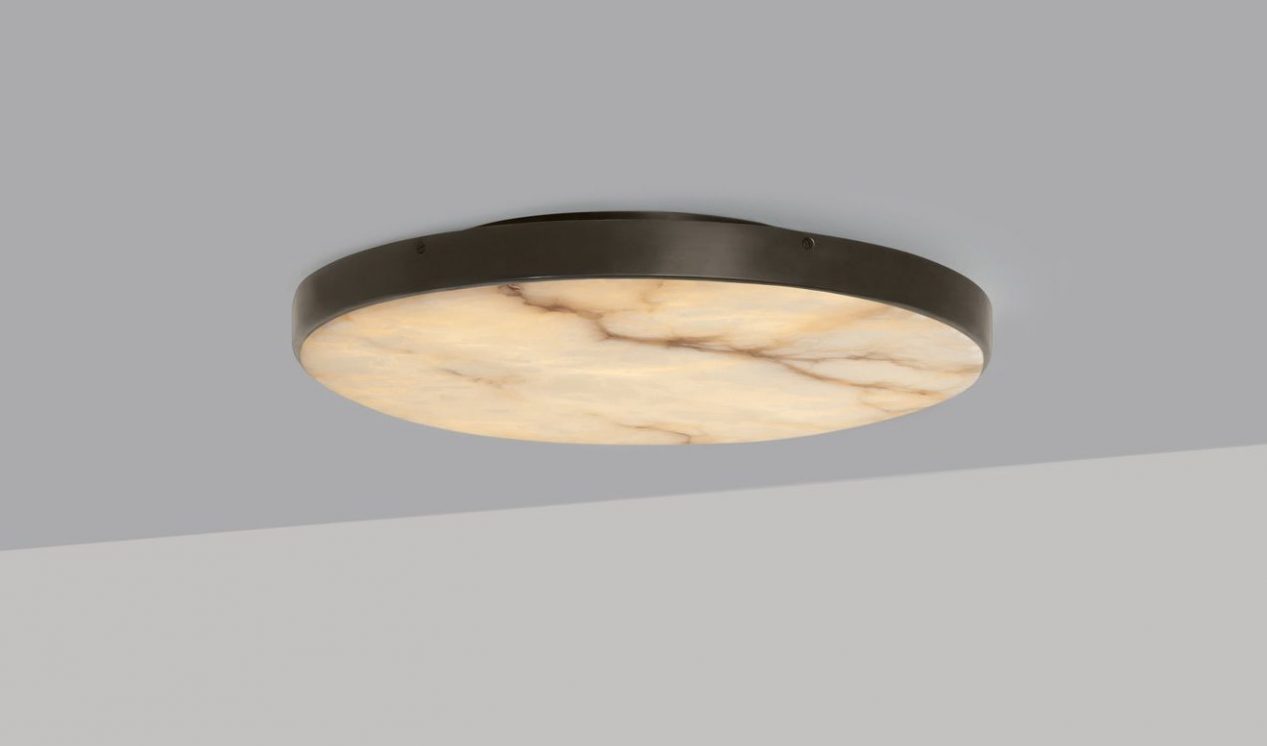 CTO Lighting Anvers Ceiling Mount Satin Brass Dark Bronze Finish Honed Alabaster Small Medium Large | ROOM Furniture