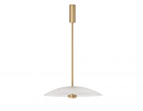 CTO Lighting Cielo Drop Rod Pendant Satin Brass Handmade Fritted Glass Shade Room Furniture