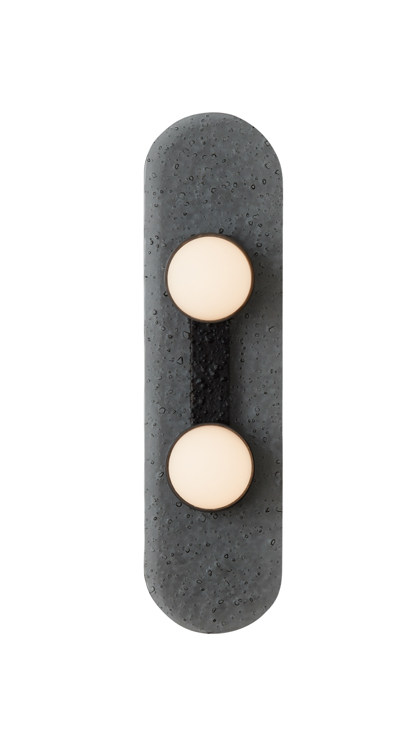 CTO Modulo Wall Sconce Bronze Twin with Smoked Kiln Cast Glass and Opal Glass Shades