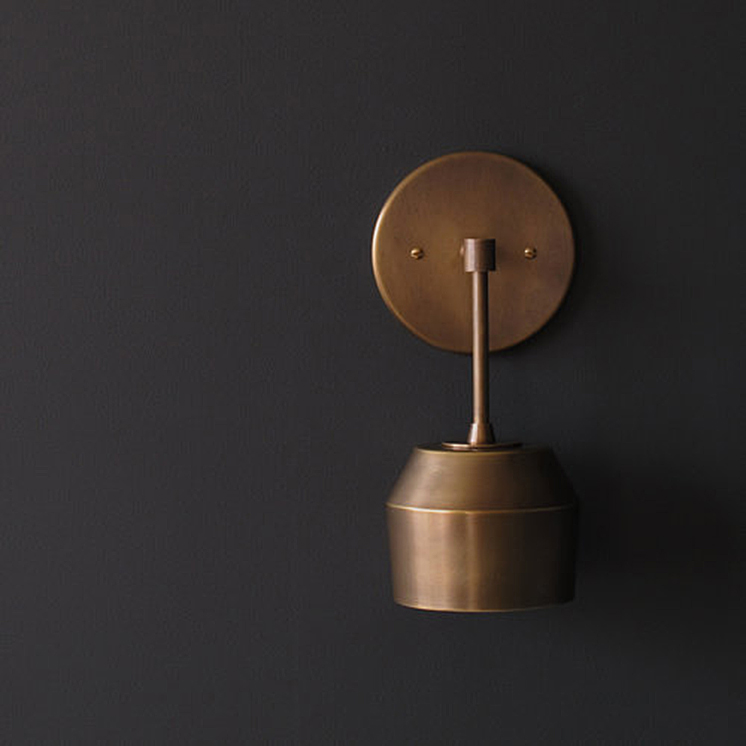 Materia Designs Forchette Sconce I Andrew Molleur shades porcelain hand-blown glass brass arms aged brass aged silver blackened brass un-lacquered brass | ROOM Furniture