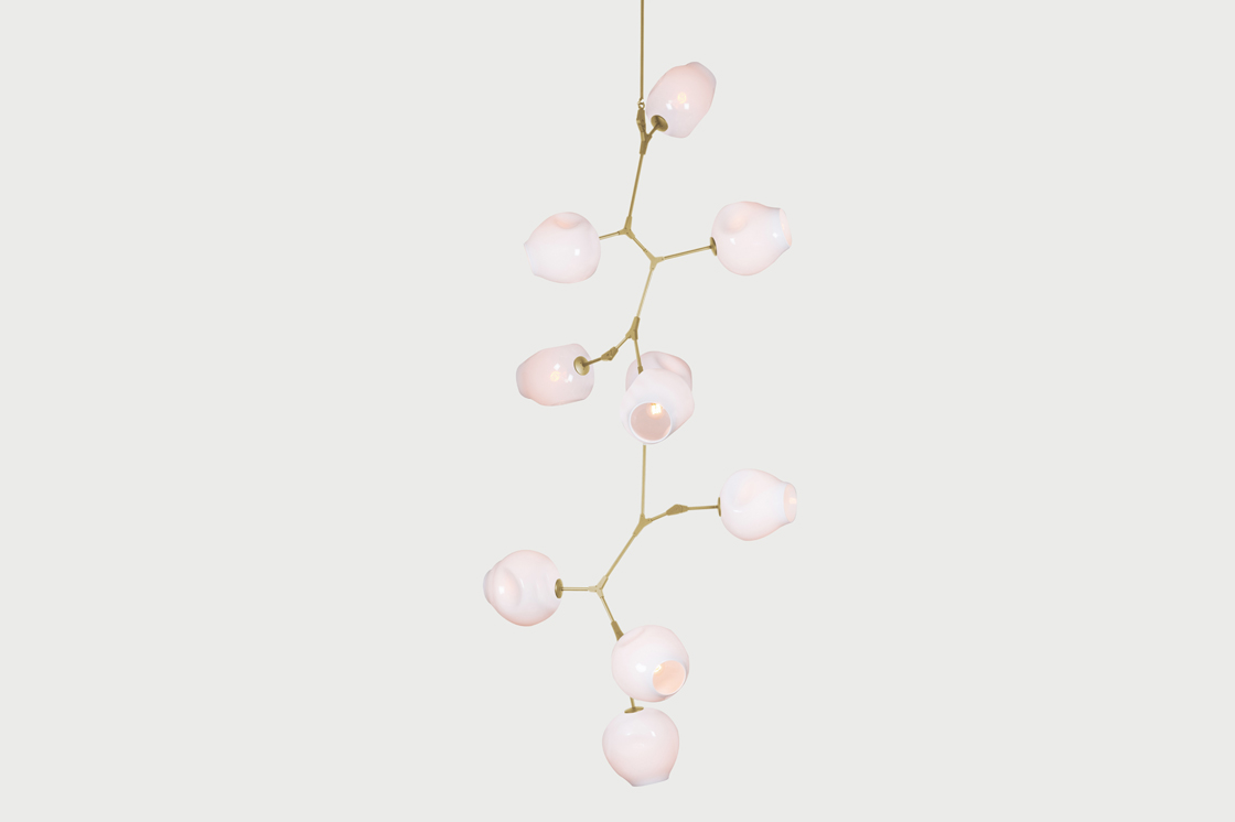Lindsey Adelman Branching Bubble BB.10.24 Chandelier Brushed Brass with White Glass