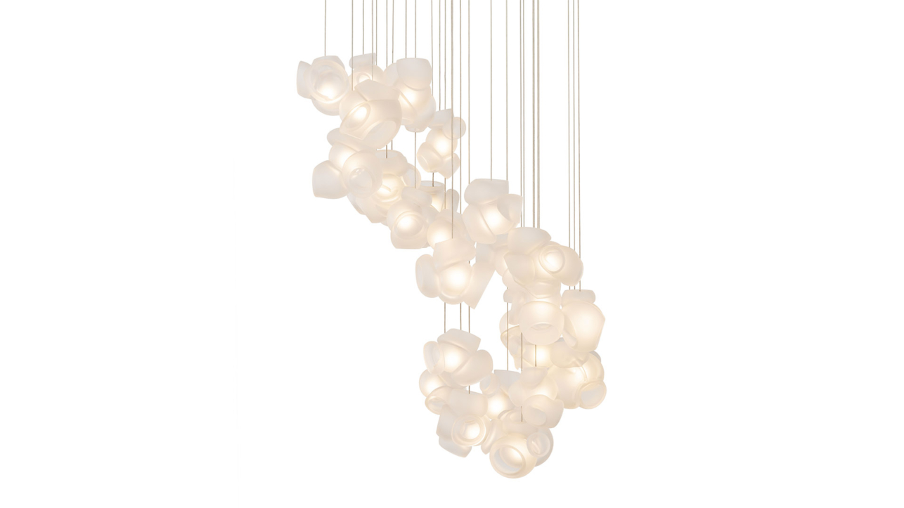 Bocci 100.28 Random with Clear globes and Braided Metal Coaxial Cable with 28 Pendants suspended fixture ROOM Furniture