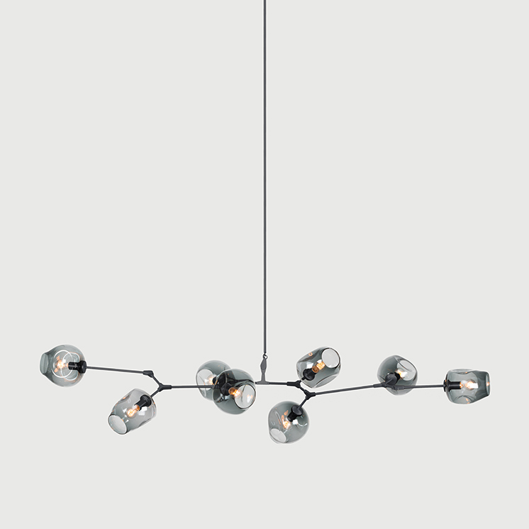 Lindsey Adelman Branching Bubble BB.08.03 Chandelier Oil Rubbed Bronze with Grey Glass