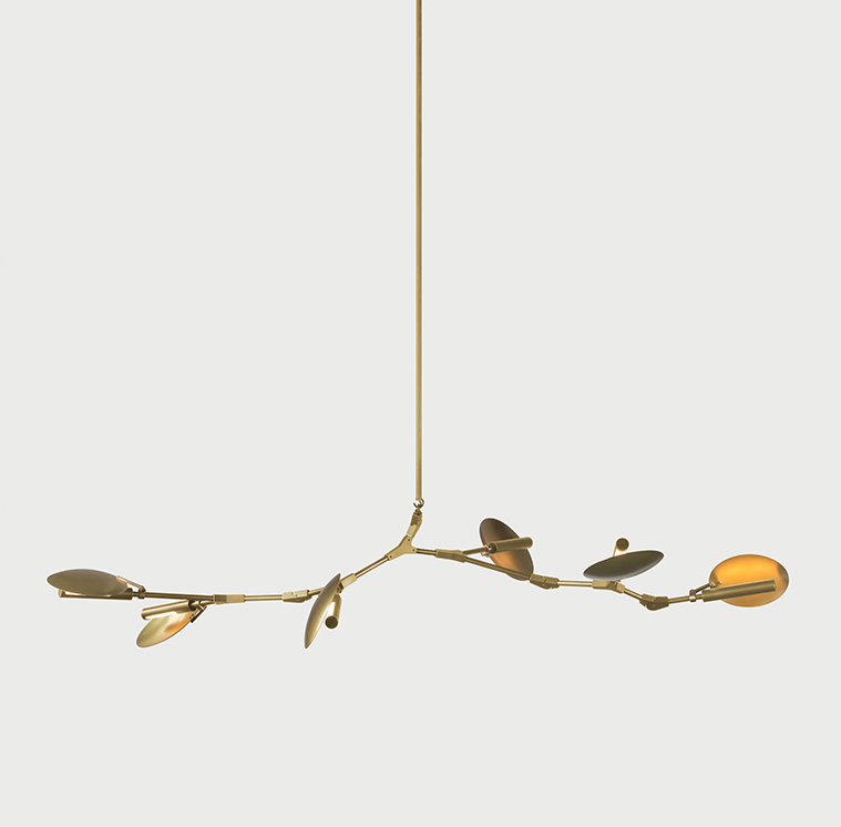 Lindsey Adelman Branching Disc Chandelier BD.06.02 Brushed Brass with Brass Shade