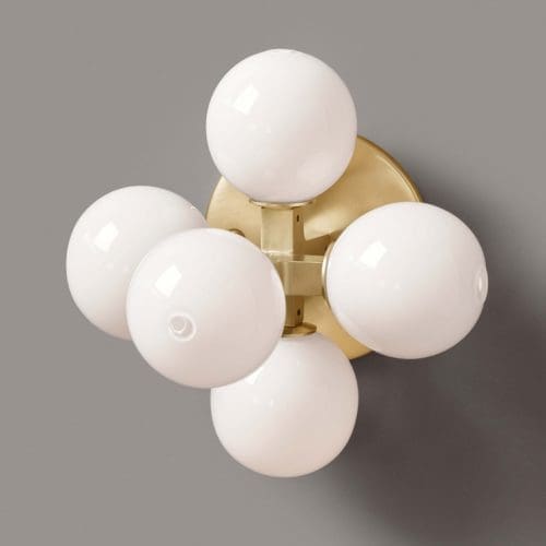 Lindsey Adelman Branching Bubble Sconce BB.05.02 Brushed Brass with White Glass