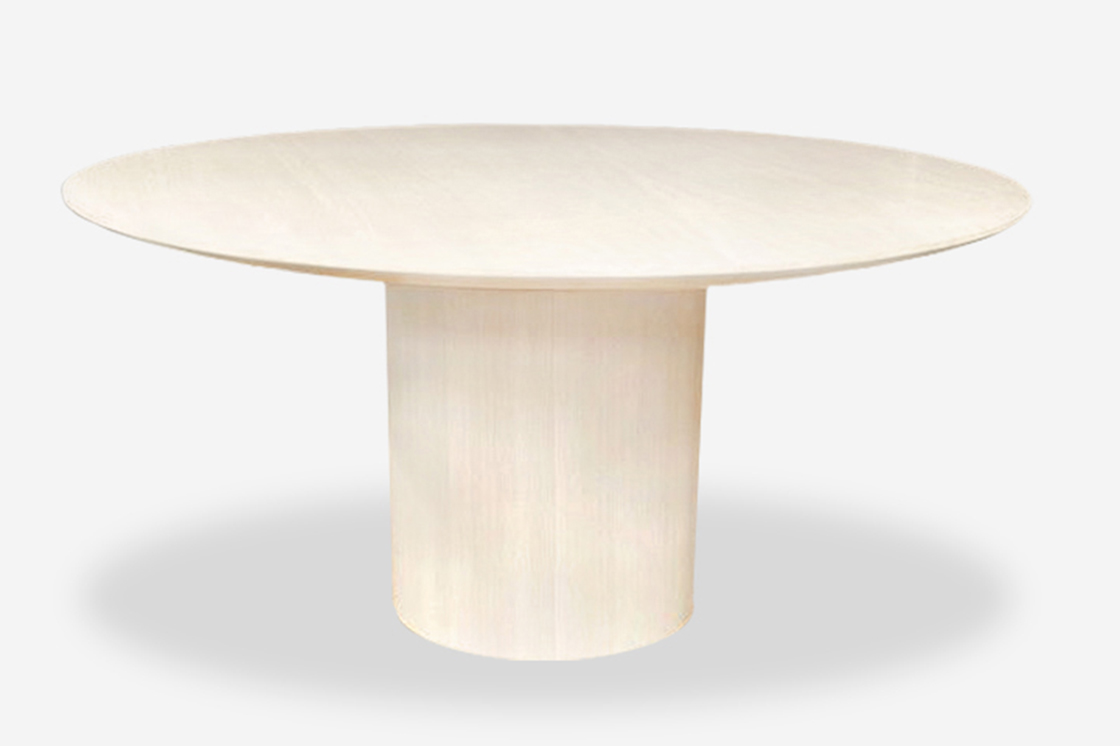 ROOM Earls Dining Table Bleached Maple Weighted Base Asymmetrical Solid Wood Top Made To Order Customizable Room Furniture