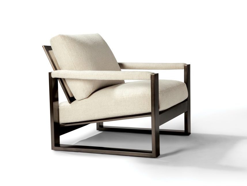 Chunky Milo Dark Bronze Lounge Chair White Fabric