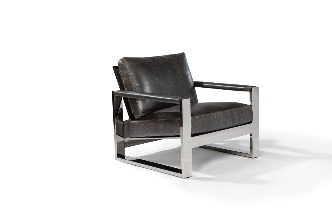 Chunky Milo Polished Stainless Steel Lounge Chair