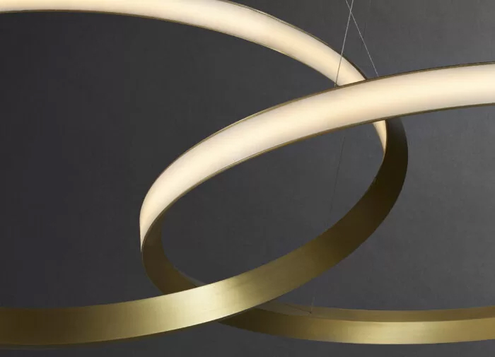 Christopher Boots Oracle Twin Pendant 2 Rings Brushed Brass Hand Rubbed Brass 600 900 1200 LED Room Furniture